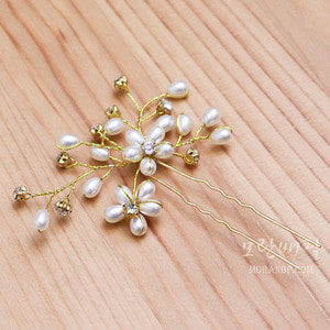 머리꽂이 gold pearl (한복장신구/한복소품/드레스 소품/셀프웨딩)